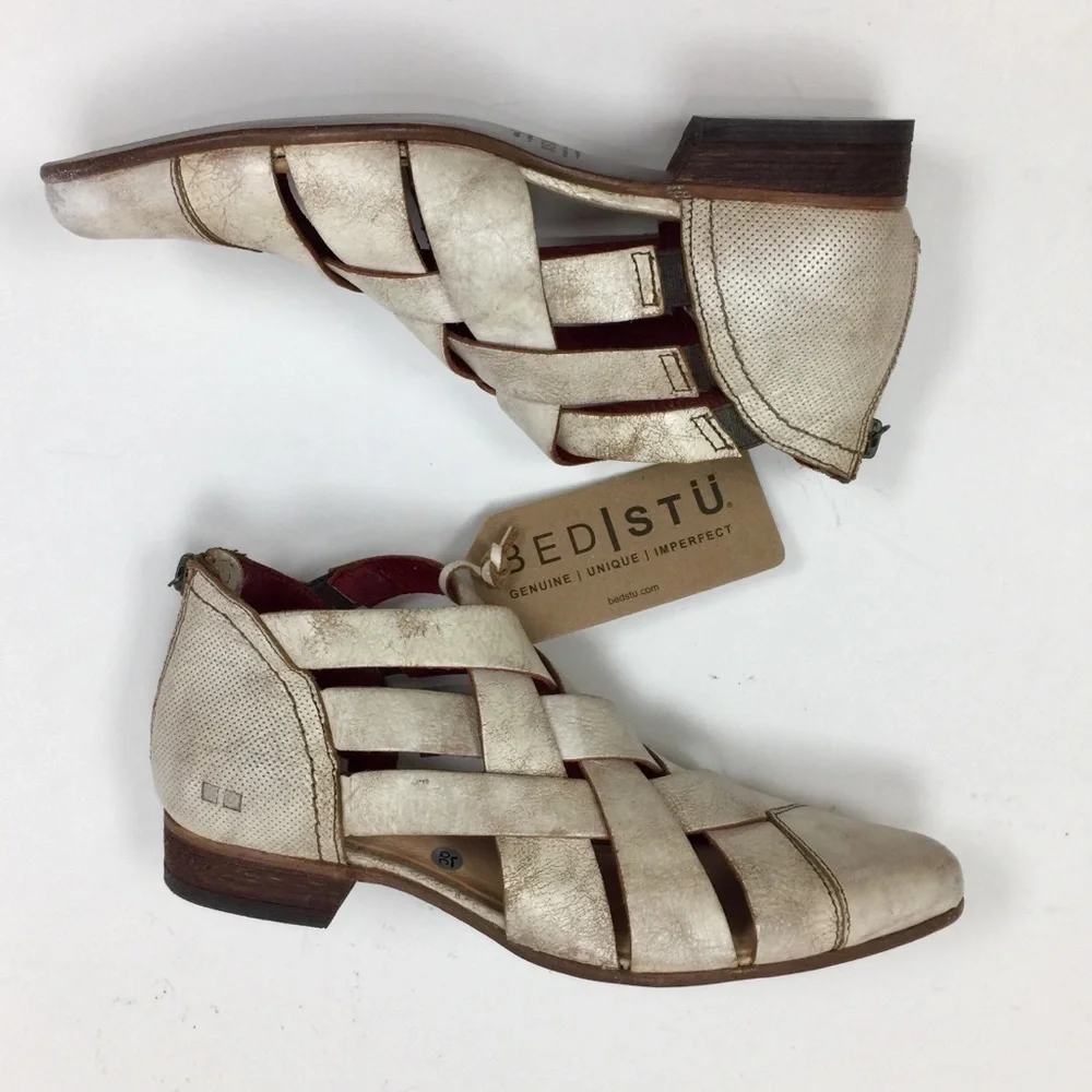 Bed Stu Brittany Sandals Braided Nectar Lux White Tan